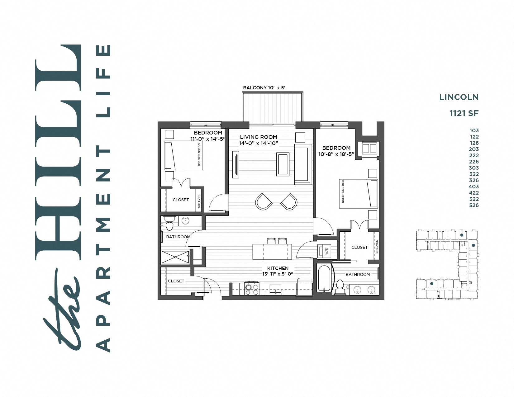 2 bedroom floor plan at The Hill Apartments in st paul mn